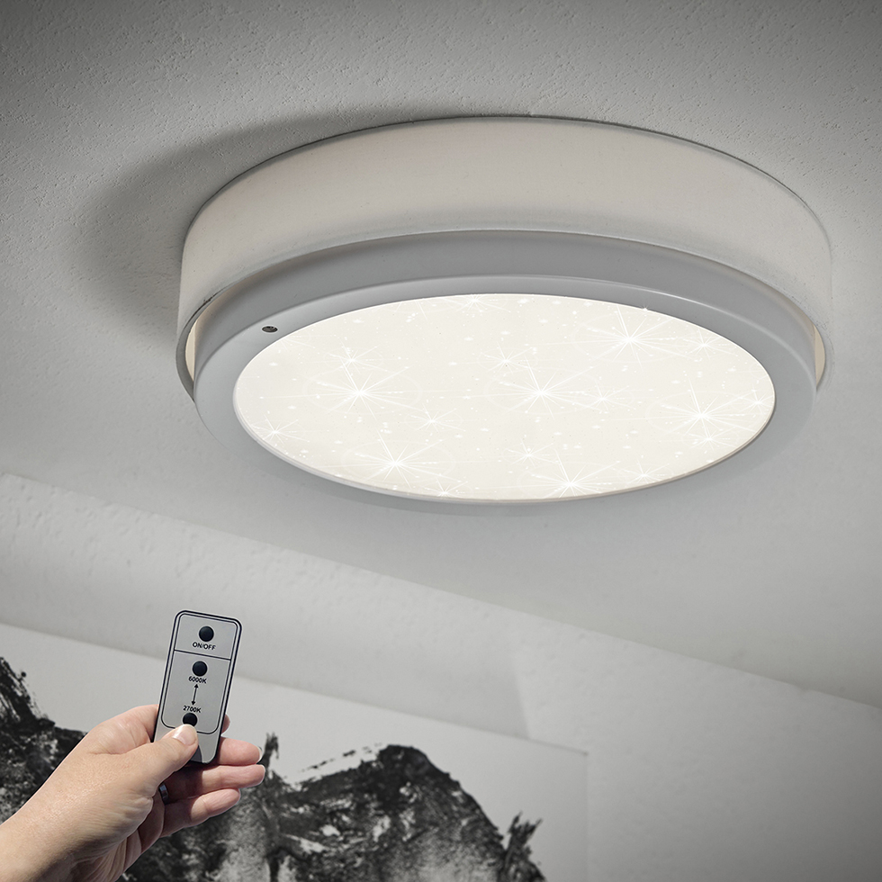 MeLiTec LED Smart Deckenleuchte D112, rund, Sternenhimmel, weiß MeLiTec LED Smart Deckenleuchte D112, rund, Sternenhimmel, weiß