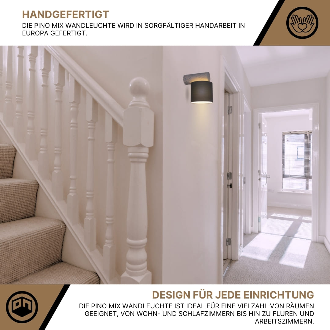 SPOT Light Pino Mix Wandleuchte 1xE27 Max.25W Graue Kiefer/Anthrazit