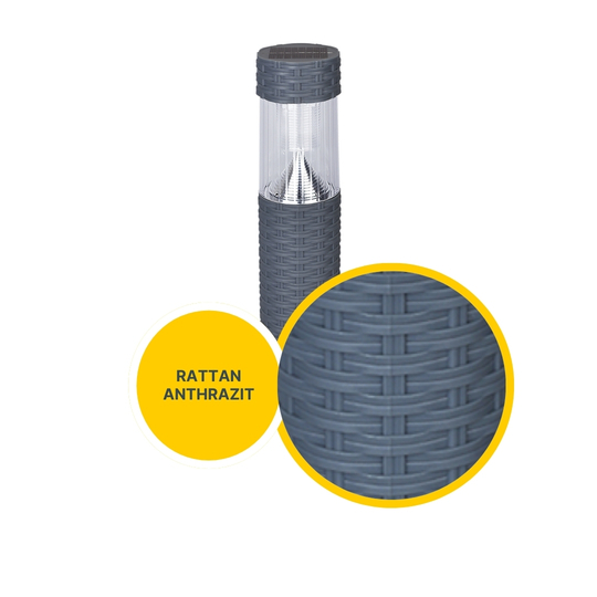 MeLiTec 3er Set Solar Gartenleuchte SO41-1 Rattan anthrazit
