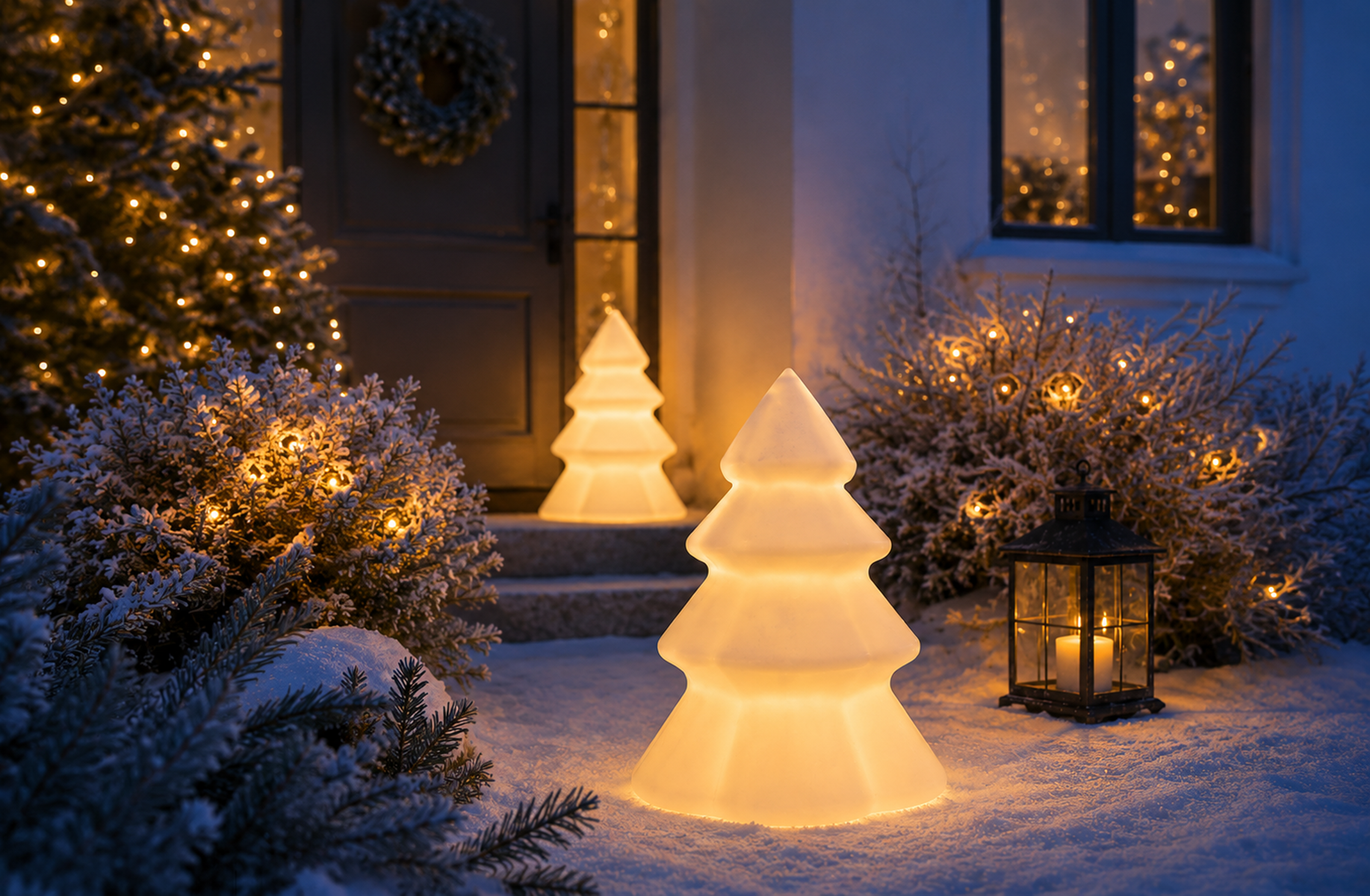 MeLiTec LED Weihnachtsbaum Magic – Weihnachtsdeko mit magischem RGB-Lichteffekt, Weiß & Bernstein, Solar & Fernbedienung