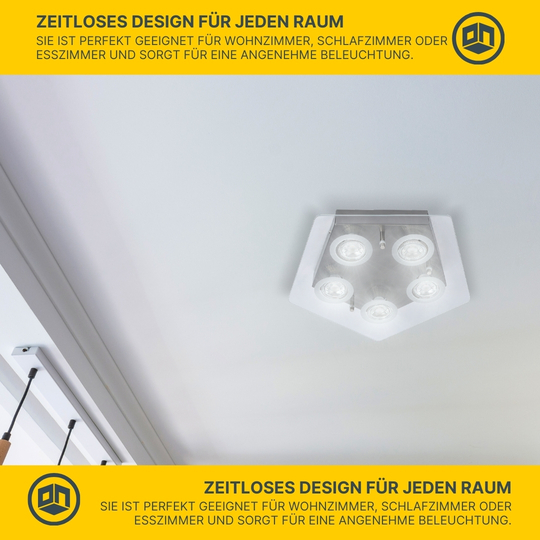 Deckenleuchte D88 mit LED-Leuchtmitteln fünfeckig Deckenleuchte D88 mit LED-Leuchtmitteln fünfeckig