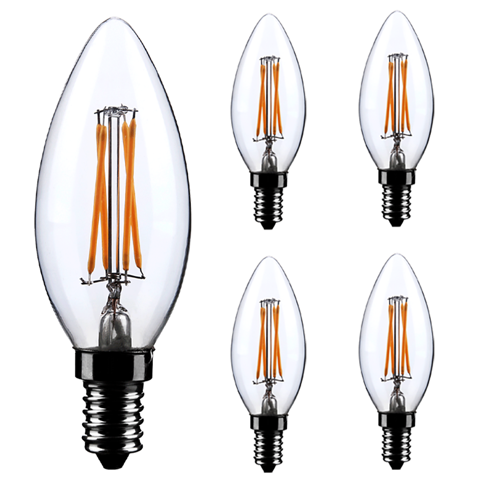 5 Stück LED Filament Leuchtmittel LF11-1 Kerze 4 Watt
