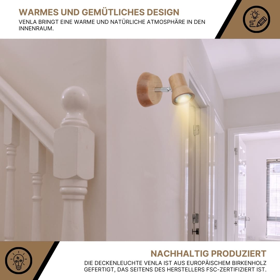 SPOT Light Venla Wandleuchte Incl. 1xLED GU10 4,5W 360lm 3000K Birke SPOT Light Venla Wandleuchte Incl. 1xLED GU10 4,5W 360lm 3000K Birke