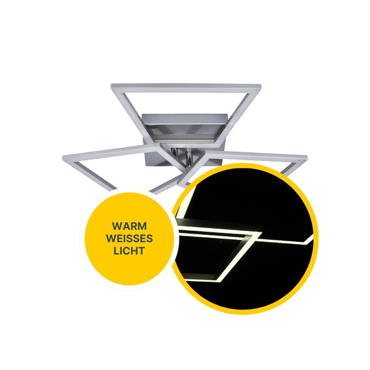 MeLiTec LED Deckenleuchte D131 trapezförmige Rahmen, nickel-matt