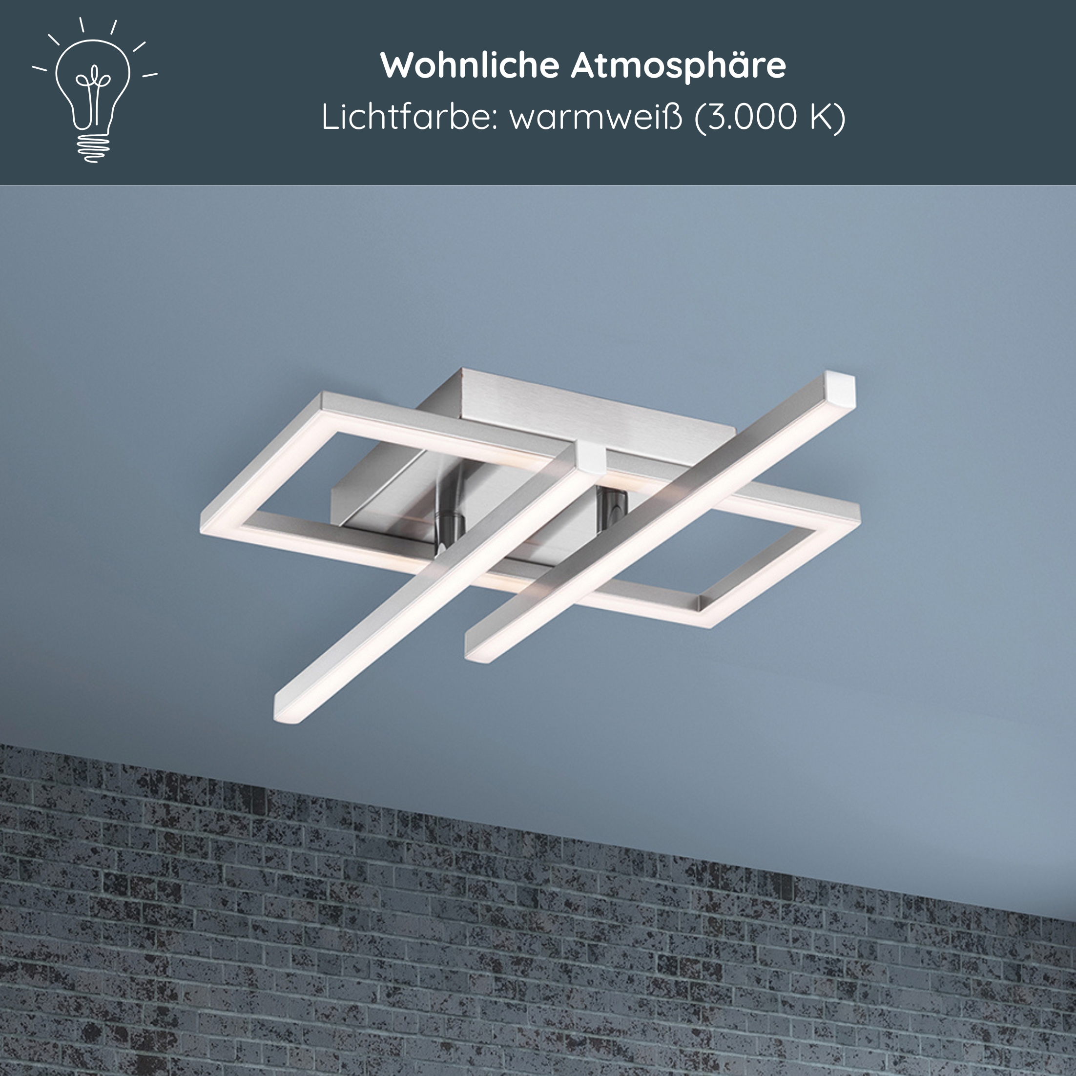 MeLiTec LED Deckenleuchte D133, schwenkbare Arme, moderne Deckenlampe, Rahmenleuchte aus Metall MeLiTec LED Deckenleuchte D133, schwenkbare Arme, moderne Deckenlampe, Rahmenleuchte aus Metall