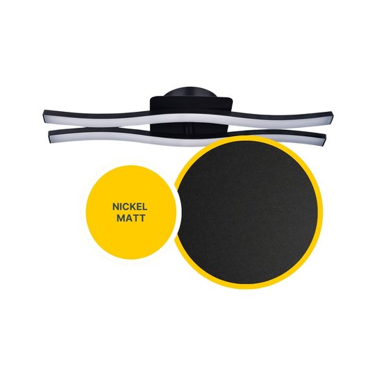 MeLiTec LED Wand- und Deckenleuchte D136, 2-flammig, schwarz, wellenförmige Leuchtstäbe, 1000 lm, 3000 K