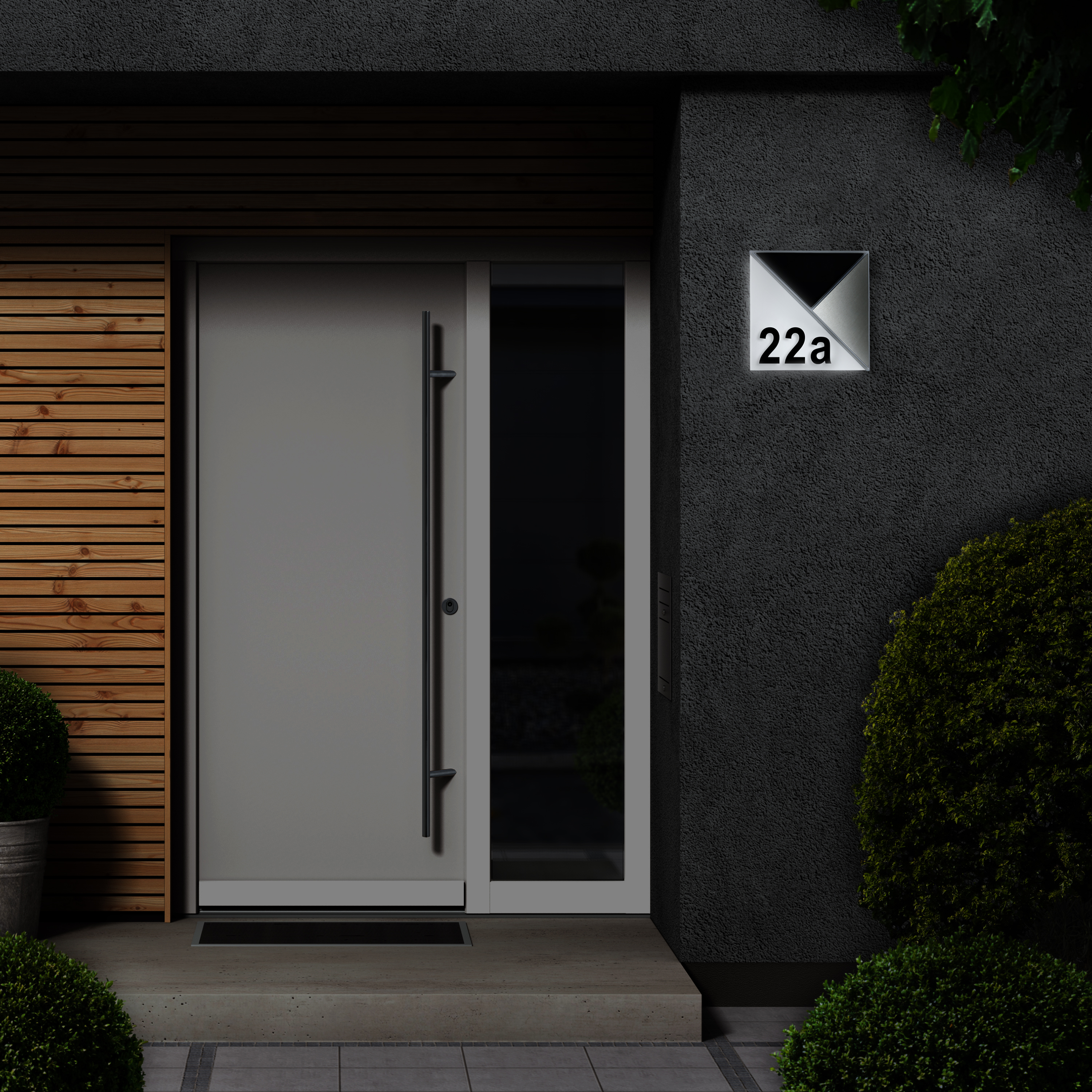 MeLiTec Solar LED Hausnummer SH07, Edelstahl Tür, Drinnen, Innenarchitektur,