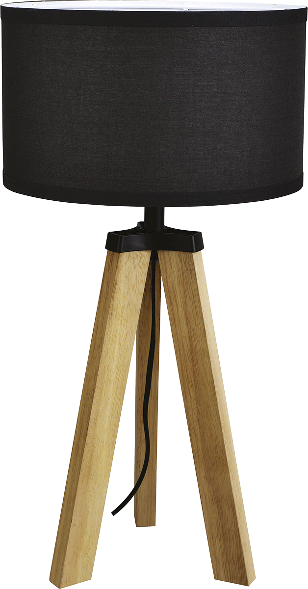 MeLiTec LED Holz Tischleuchte skandinavisch T169-1, Schirm schwarz