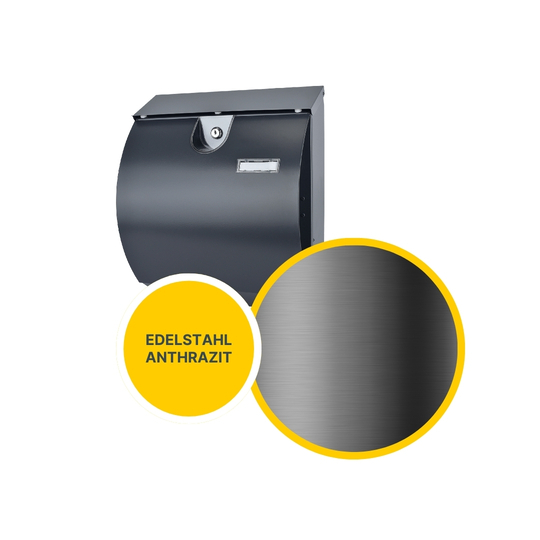 MeLiTec Edelstahl Briefkasten Modell M mit Zeitungsfach, anthrazit