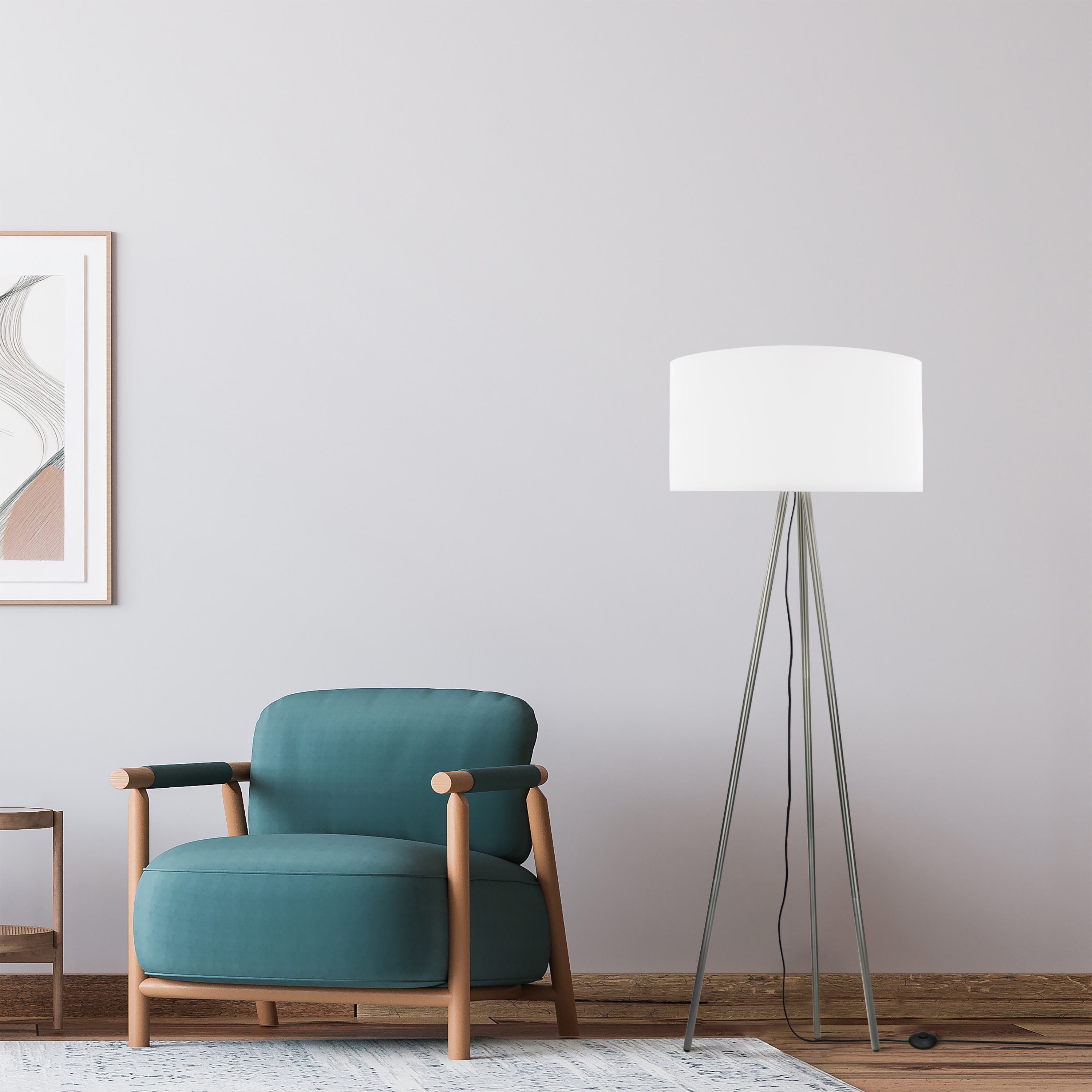 Tripod Stehleuchte skandinavisch ST51, Metall, Schirm weiß Tripod Stehleuchte skandinavisch ST51, Metall, Schirm weiß