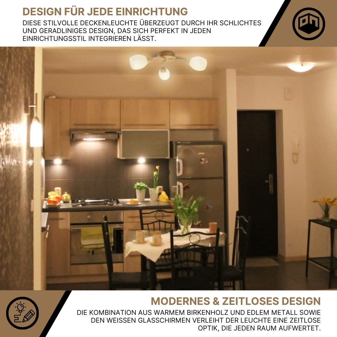 SPOT Light Santa Deckenleuchte 3xE27 60W Birke/Chrom/Weiss SPOT Light Santa Deckenleuchte 3xE27 60W Birke/Chrom/Weiss