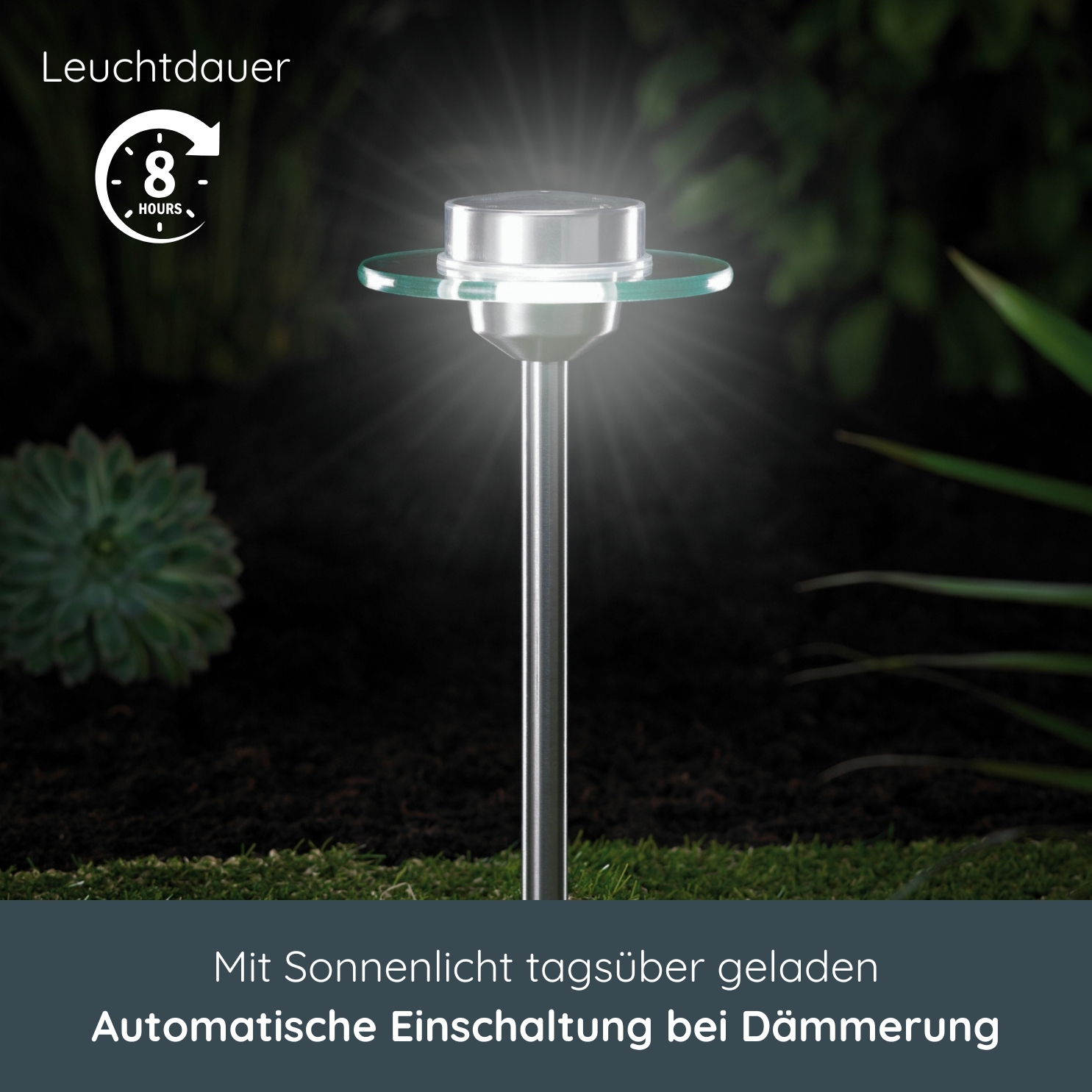 3er Set MeLiTec Solar LED Gartenleuchte SO13 Saturn Edelstahl Pflanze, Beleuchtung,