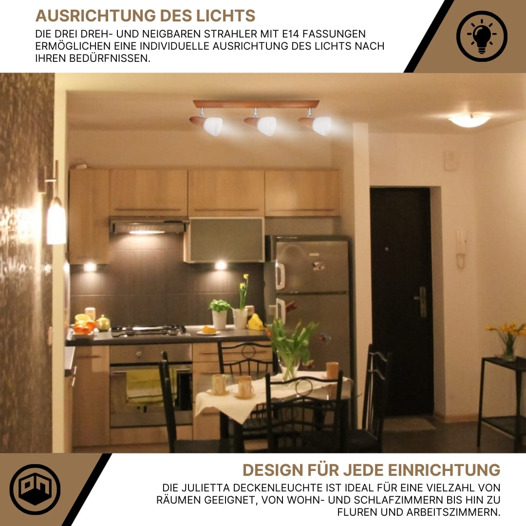 SPOT Light Julietta Deckenleuchte 3xE14 Max.40W Buche Kirsch/Chrom/Weiß SPOT Light Julietta Deckenleuchte 3xE14 Max.40W Buche Kirsch/Chrom/Weiß