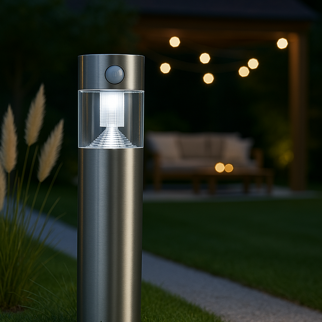 MeLiTec Solar Gartenleuchte SO31 rund mit Bewegungsmelder, Edelstahl Gras, Pflanze, Architektur, Springbrunnen, Wasser, Gras, Pflanze, Architektur, Springbrunnen, Wasser,