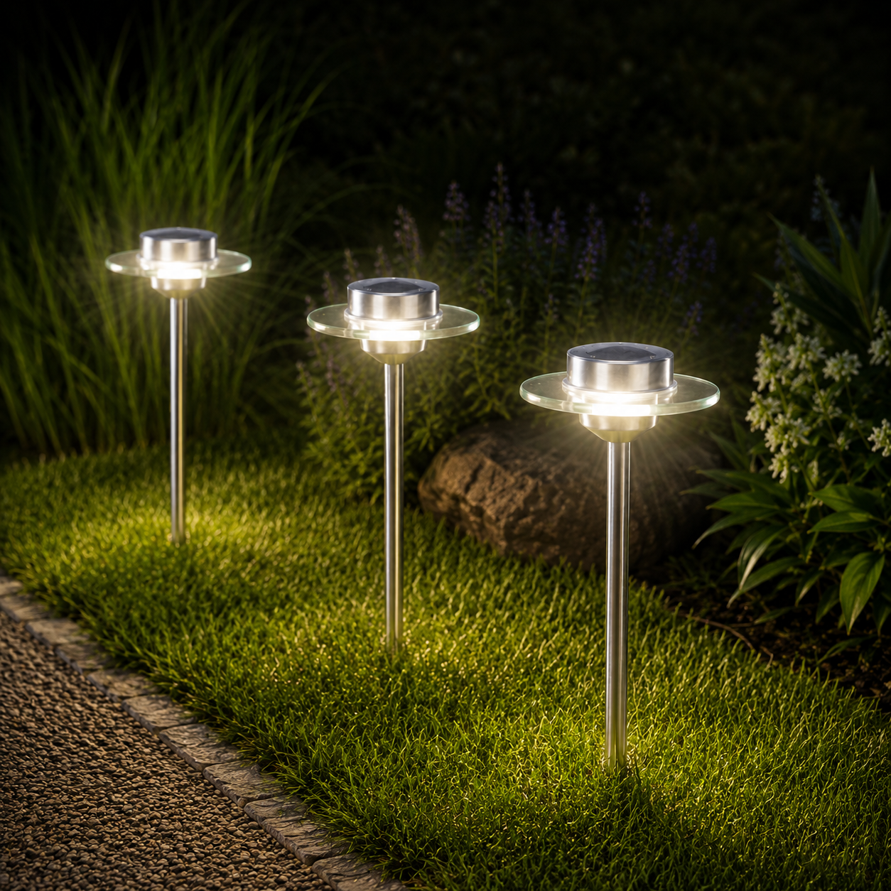 3er Set MeLiTec Solar LED Gartenleuchte SO13 Saturn Edelstahl 3er Set MeLiTec Solar LED Gartenleuchte SO13 Saturn Edelstahl