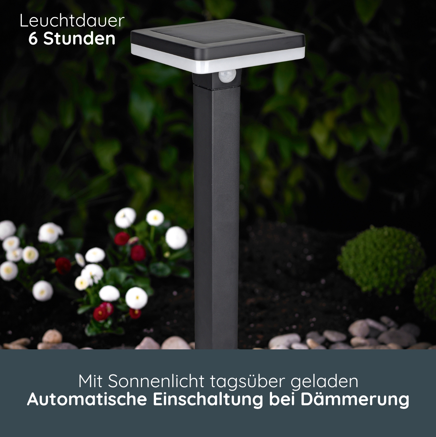 MeLiTec Solar Gartenleuchte SO48-1 Bewegungsmelder schwarz