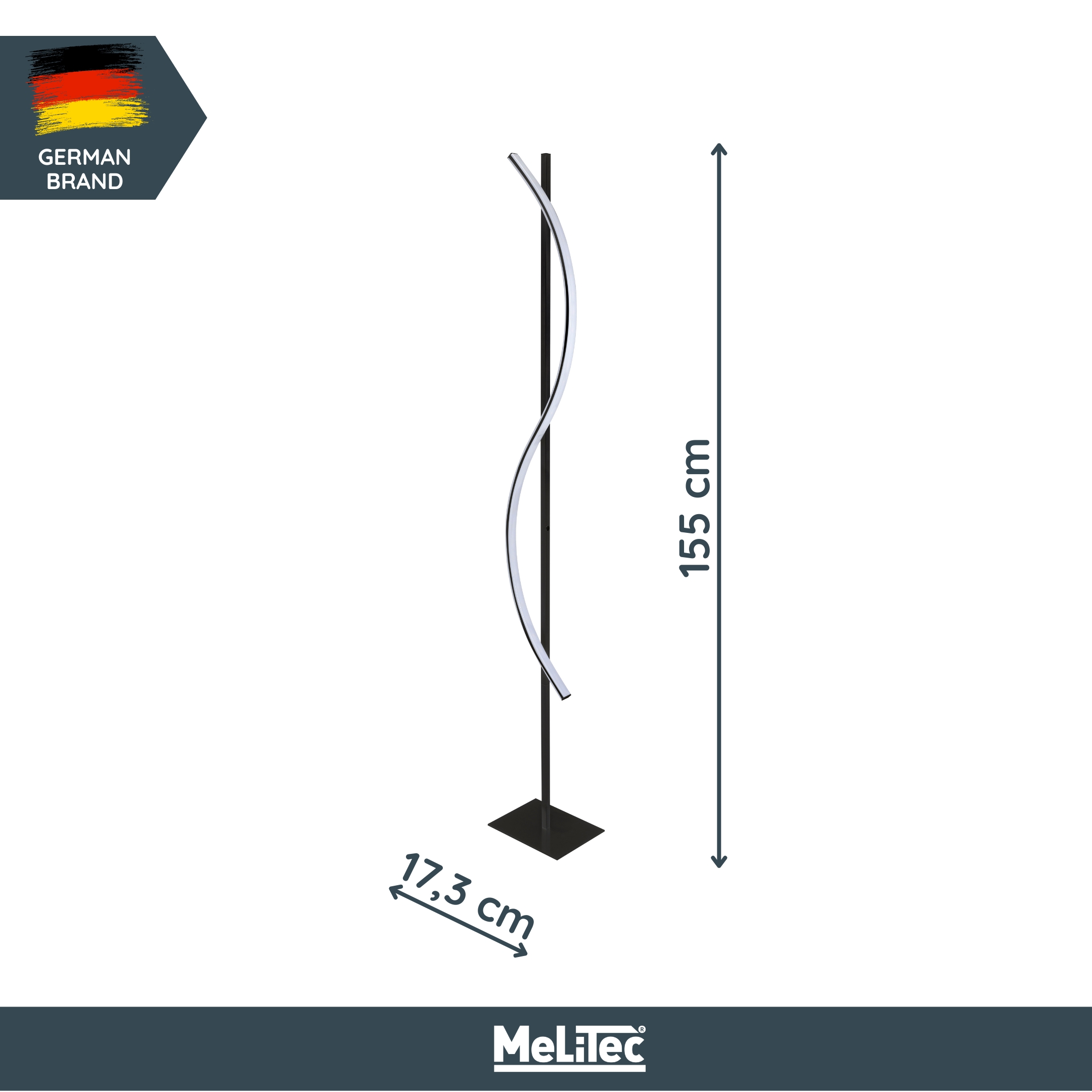MeLiTec LED Stehlampe _ Black Series, integrierter Tastdimmer, ST28-2