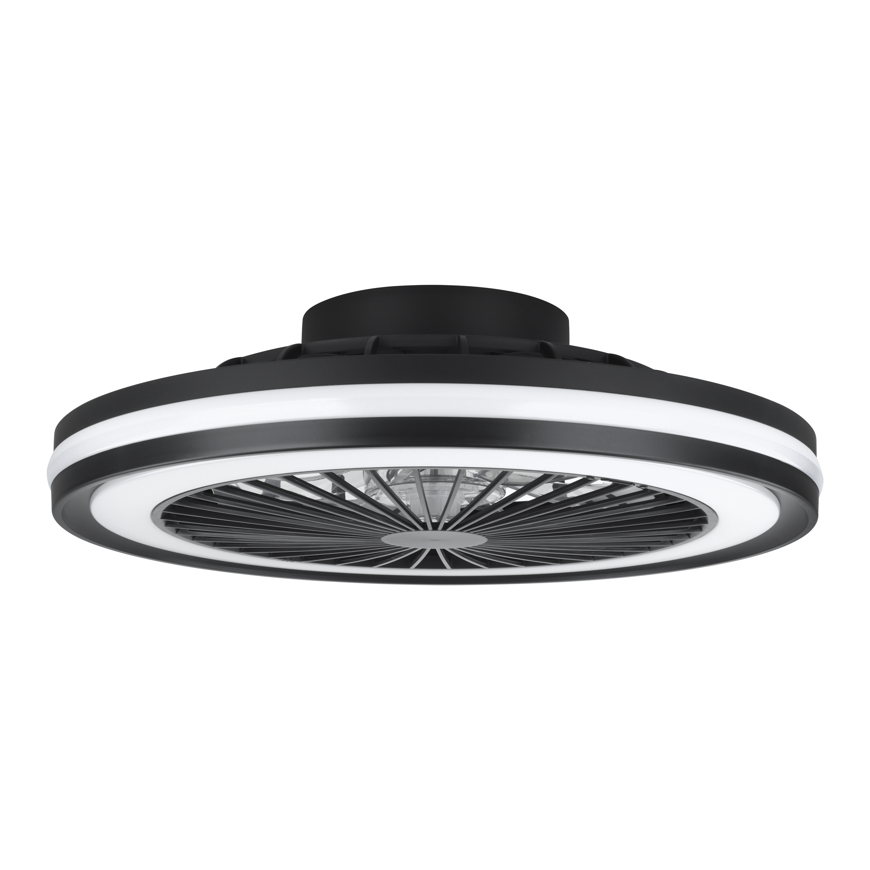 MeLiTec Deckenleuchte mit Ventilator, Deckenlampe mit Ventilator, dimmbar, RGB-Lauflicht, natürlicher Wind, Timer und Nachtlicht, Fernbedienung, schwarz, DV06