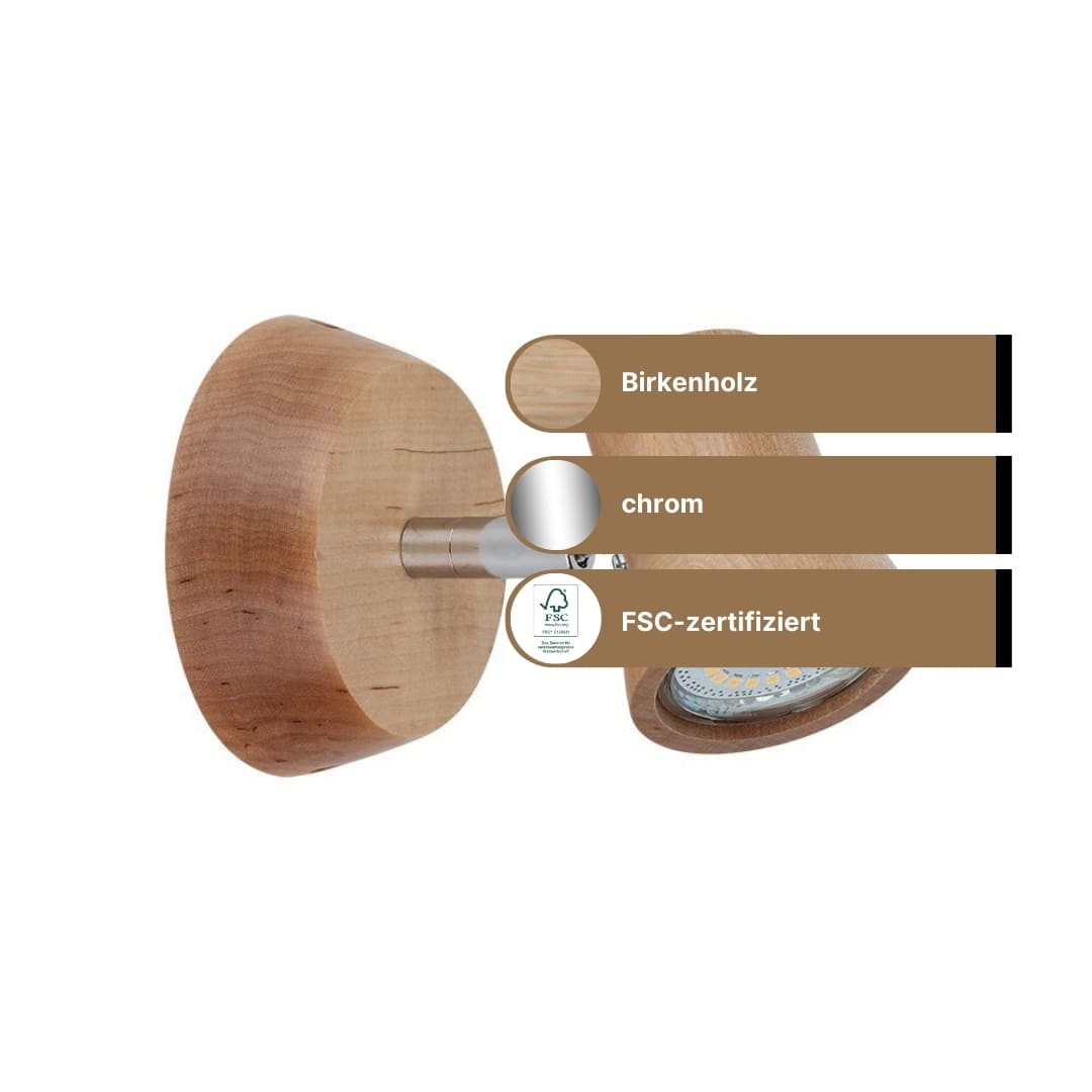 SPOT Light Venla Wandleuchte Incl. 1xLED GU10 4,5W 360lm 3000K Birke