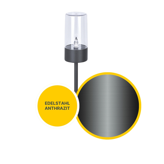 MeLiTec 3 Stück LED Solarfackel SO37-1 Flackereffekt anthrazit