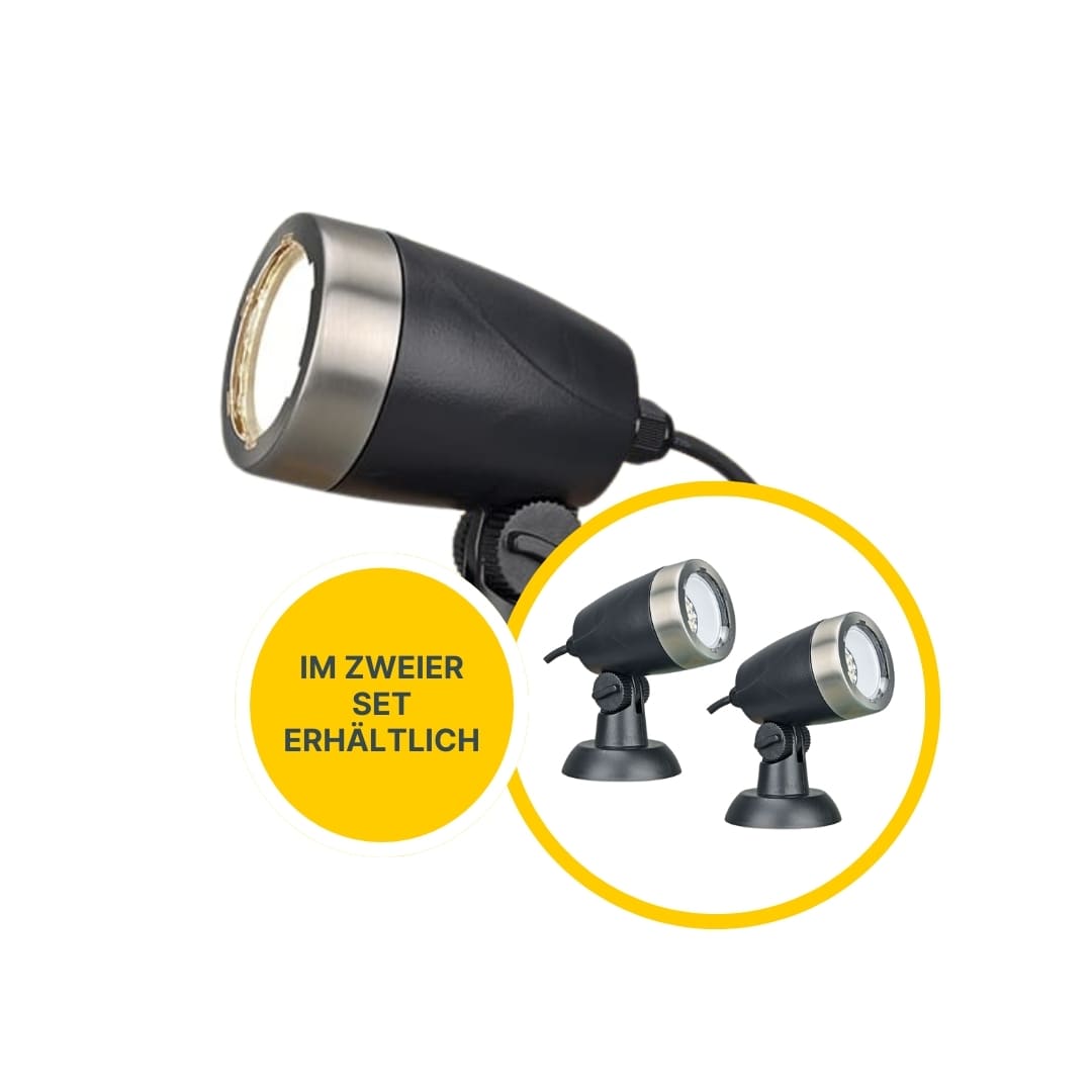 MeLiTec 2er Set LED Gartenstrahler GL11-1 Edelstahl anthrazit