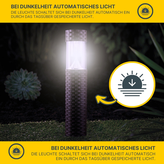 MeLiTec Solar Gartenleuchte SO41 Säule mit Rattan, braun MeLiTec Solar Gartenleuchte SO41 Säule mit Rattan, braun