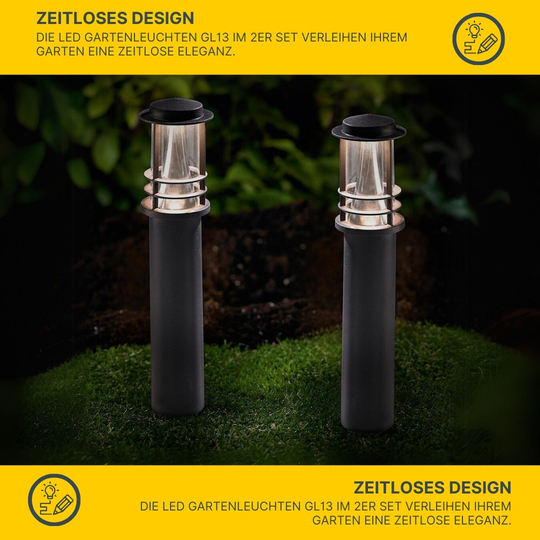 MeLiTec 2er Set LED Gartenleuchten GL13 rund, anthrazit