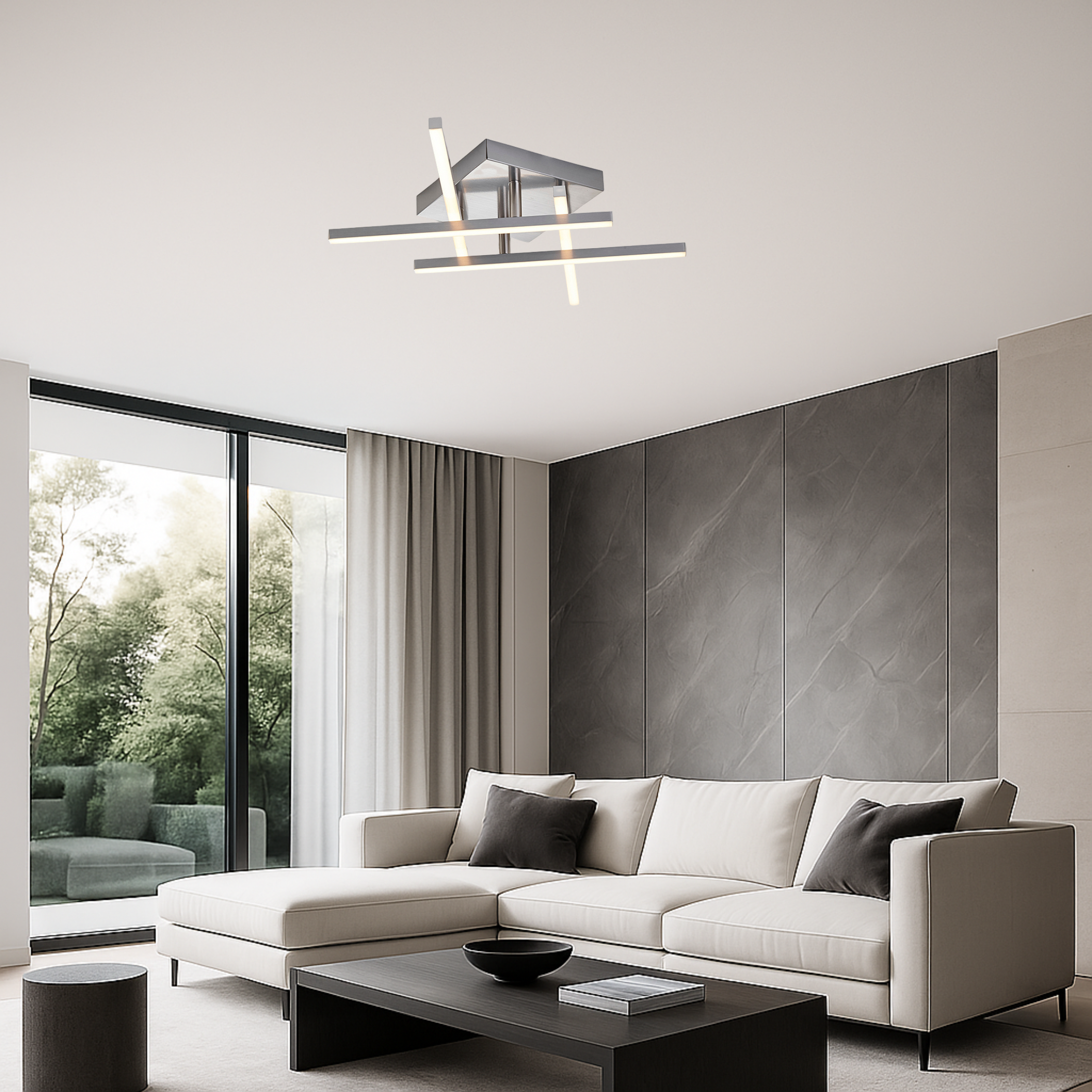 LED Deckenleuchte D121 | 4 schwenkbare Arme | nickel-matt | warmweiß 3000K | MeLiTec