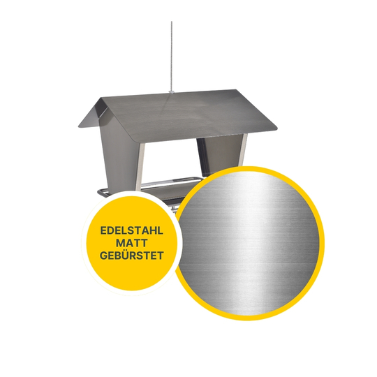 MeLiTec Edelstahl Vogelfutterhaus VH08 Vogelhaus hängend eckig