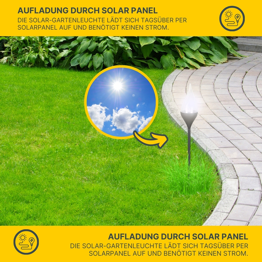 MeLiTec 3er Set Solar Fackeln SO38-1 Flackereffekt Anthrazit