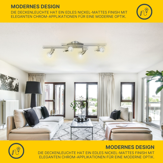 MeLiTec LED Deckenleuchte D81-1, schwenkbare Köpfe, nickel-matt MeLiTec LED Deckenleuchte D81-1, schwenkbare Köpfe, nickel-matt