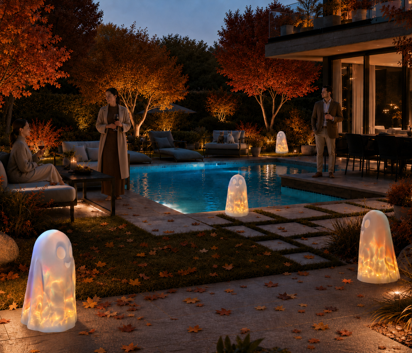MeLiTec LED Geist Aurora – Halloween Dekoleuchte mit bewegtem RGBW-Lichteffekt, Solar & Fernbedienung MeLiTec LED Geist Aurora – Halloween Dekoleuchte mit bewegtem RGBW-Lichteffekt, Solar & Fernbedienung