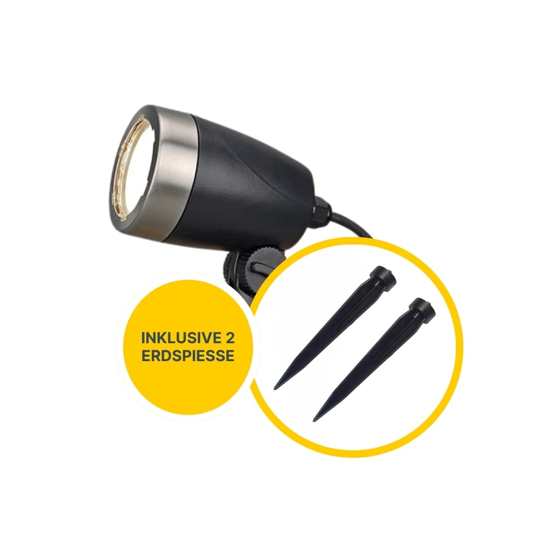 MeLiTec 2er Set LED Gartenstrahler GL11-1 Edelstahl anthrazit