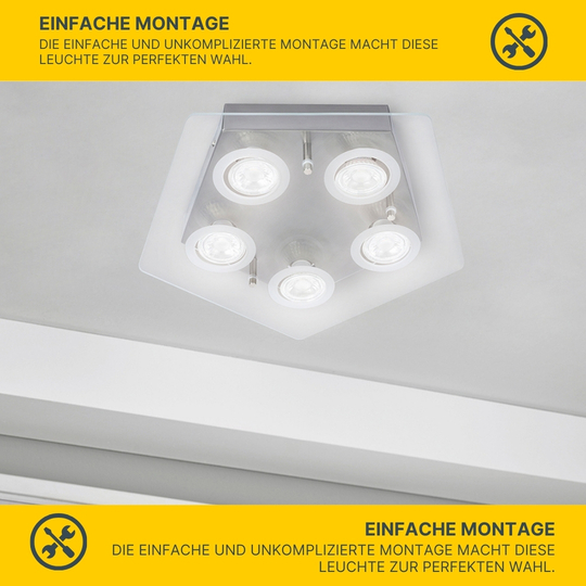 Deckenleuchte D88 mit LED-Leuchtmitteln fünfeckig Deckenleuchte D88 mit LED-Leuchtmitteln fünfeckig