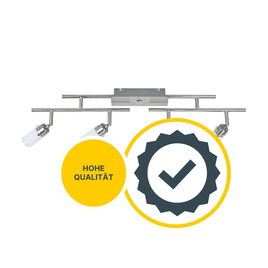 LED Deckenleuchte D122 | 4x LED Spots schwenkbar | nickel-matt | Glas weiß | warmweiß 3000K | MeLiTec