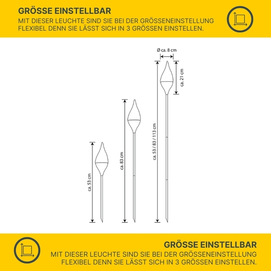 MeLiTec Solar Fackel Garten SO35-1 Flackereffekt anthrazit