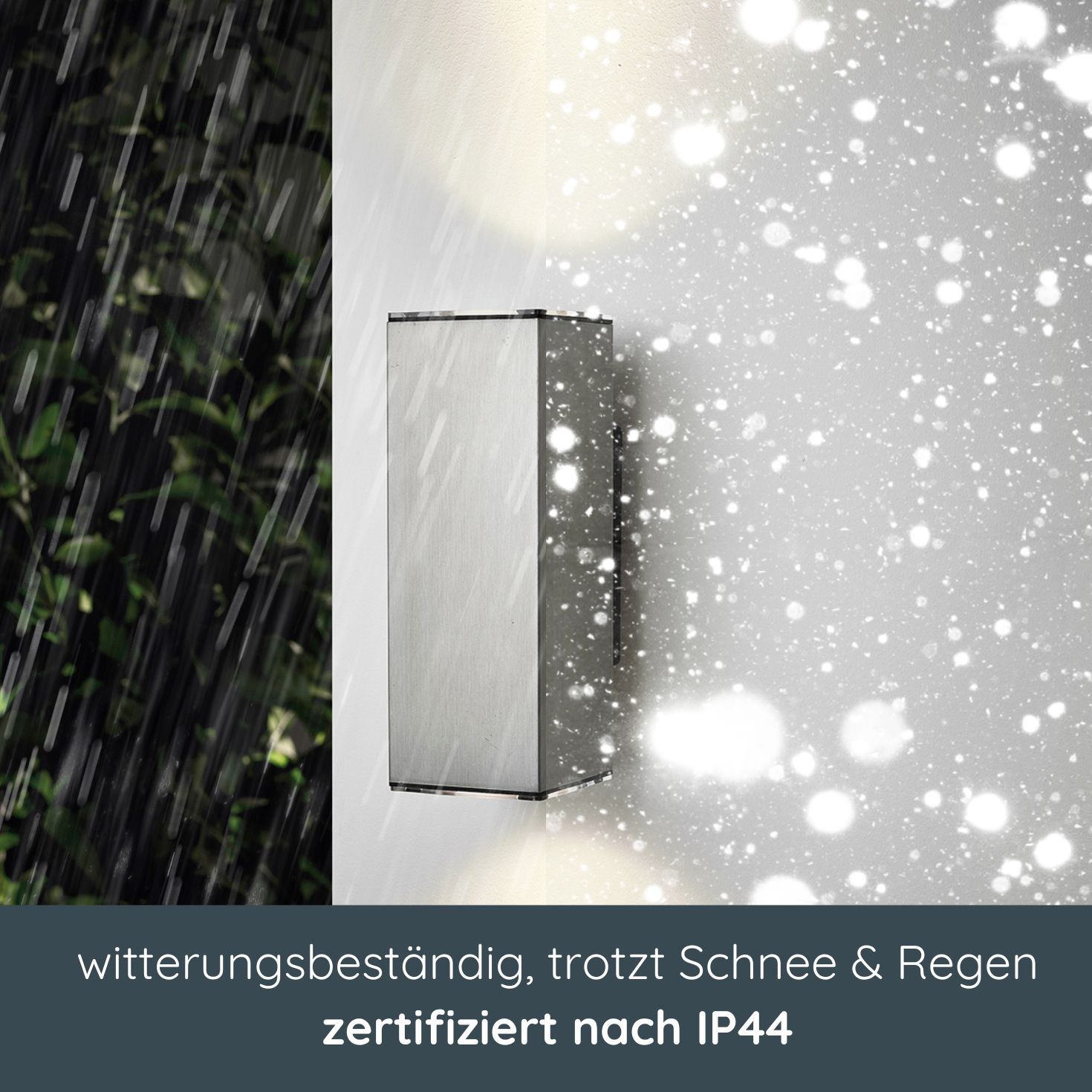 MeLiTec LED-Wandleuchte, Up and Down-Leuchte für außen und innen, aus Edelstahl, eckig, Edelstahl matt gebürstet, IP44, Wandlampe, 146 Natur, Draußen,