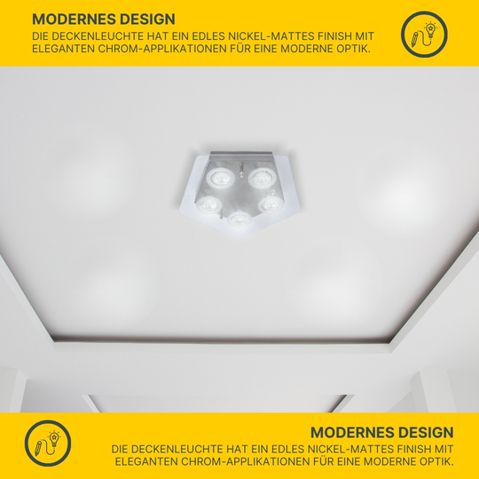 Deckenleuchte D88 mit LED-Leuchtmitteln fünfeckig Deckenleuchte D88 mit LED-Leuchtmitteln fünfeckig