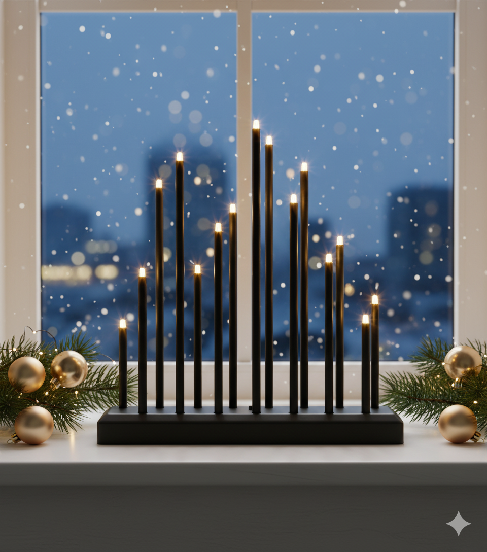 MeLiTec LED USB-C Stimmungslicht Rechteck Weihnachten, SL68, Schwarz matt, warmweiß (3000K), dimmbar (3 Stufen), 5h-Timer, kabellos inkl. Akku, – Dekorationslicht, Weihnachtsbeleuchtung, Fensterlicht Festspiele, Chanukka Menora, Kerze, Festspiele, Chanukka Menora, Kerze,