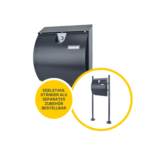 MeLiTec Edelstahl Briefkasten Modell M mit Zeitungsfach, anthrazit