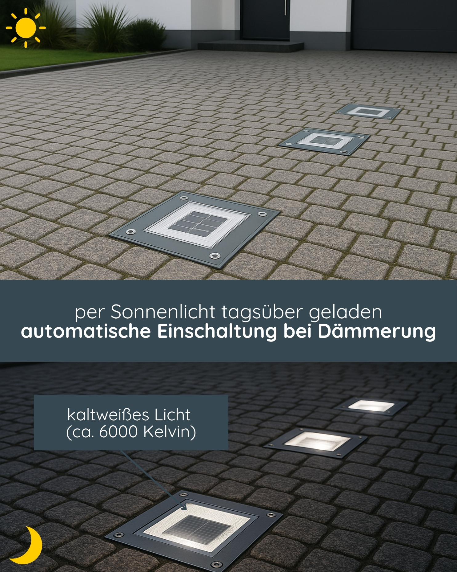 MeLiTec 3er Set Solar Bodenleuchte SEL05 – quadratisch, LED, befahrbar, IP67, Einbauleuchte für Pflastersteine, Außenbereich, silberfarben, inkl. Akku MeLiTec 3er Set Solar Bodenleuchte SEL05 – quadratisch, LED, befahrbar, IP67, Einbauleuchte für Pflastersteine, Außenbereich, silberfarben, inkl. Akku