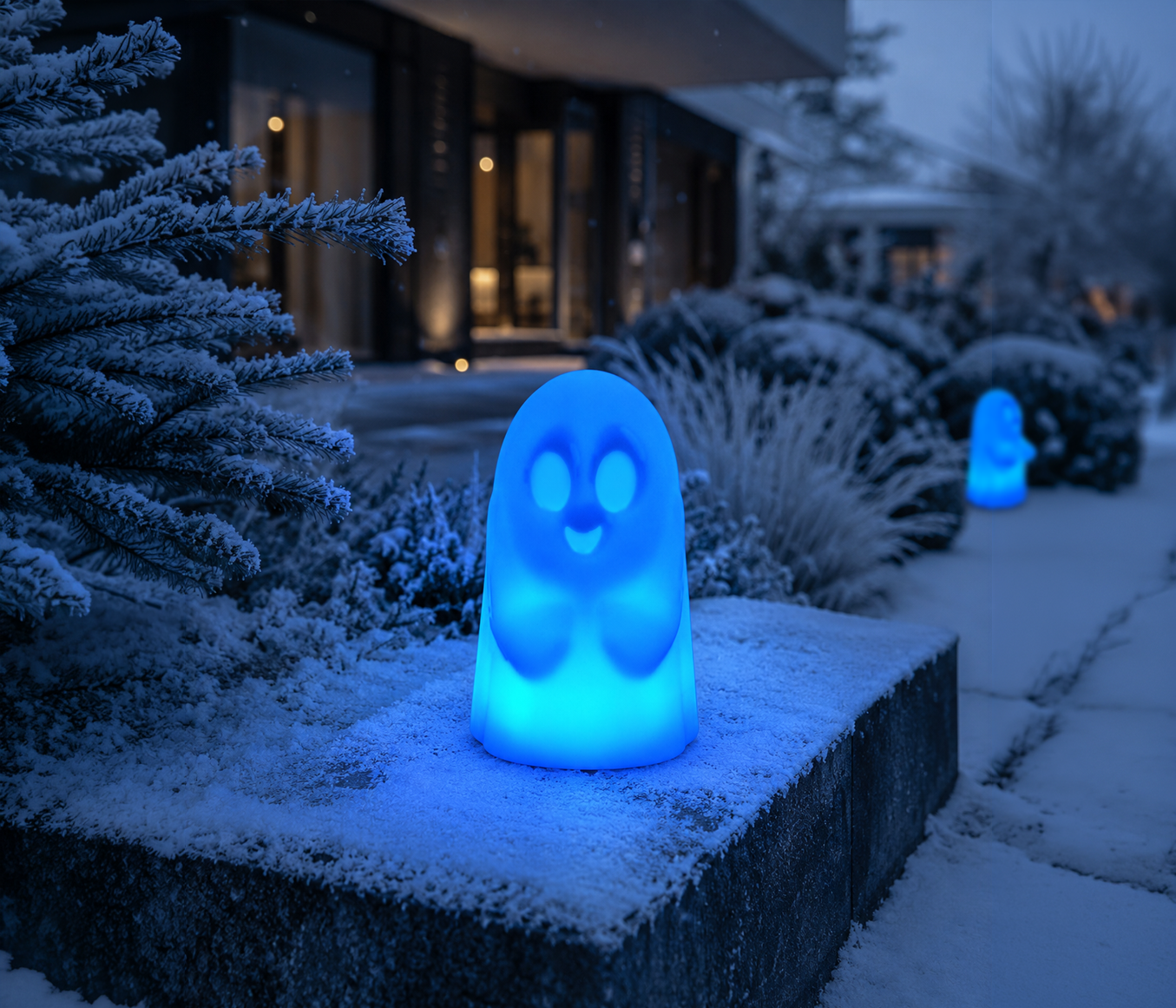 MeLiTec LED Geist Aurora – Halloween Dekoleuchte mit bewegtem RGBW-Lichteffekt, Solar & Fernbedienung