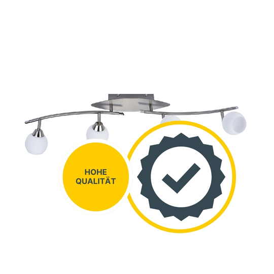 LED Deckenleuchte D123 | 4x LED Spots schwenkbar | nickel-matt | Glas weiß gestreift | warmweiß 3000K | MeLiTec