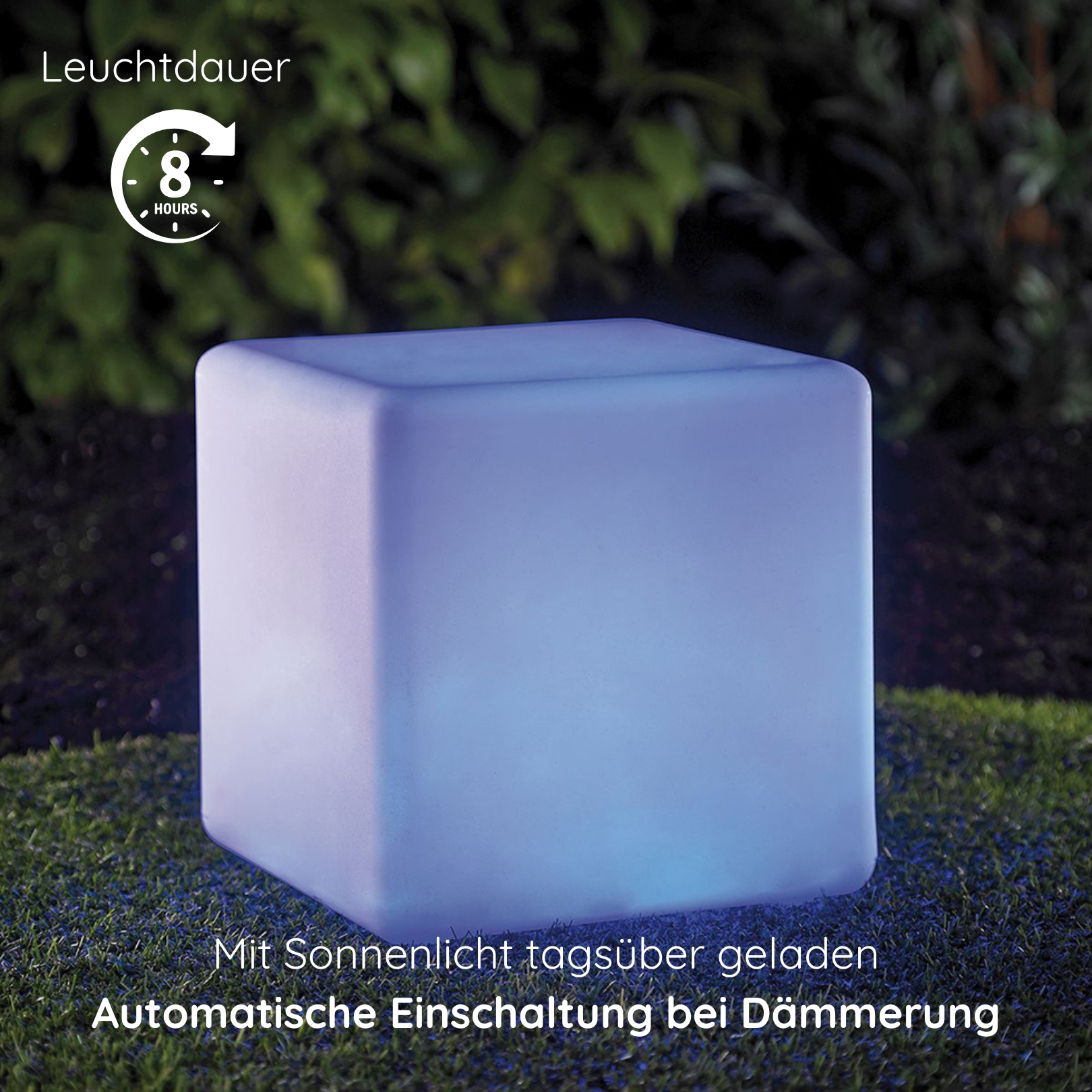 MeLiTec Solarleuchte mit USB - mehrfarbige Bodenbeleuchtung für Außen & Innen - auch für Innenräume geeignet - Solar-Bodenleuchte mit Farbwechsel - auch als Tisch mit Beleuchtung - Kunststoff - Würfel - LK04-4 Krug, Mobiliar,