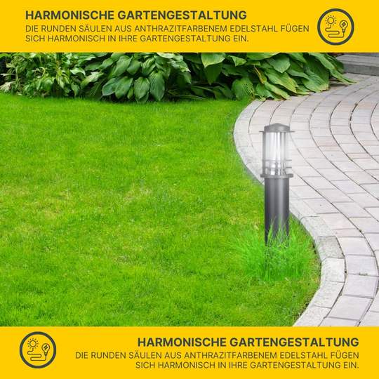 MeLiTec 2er Set LED Gartenleuchten GL13 rund, anthrazit