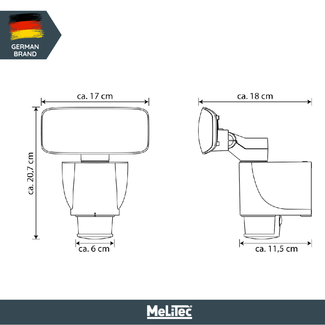 MeLiTec Robotik LED Außenwandleuchte mit Bewegungsmelder & Follow Me Nachverfolgung, 1400lm, 4000K Neutralweiß, 4 Modi