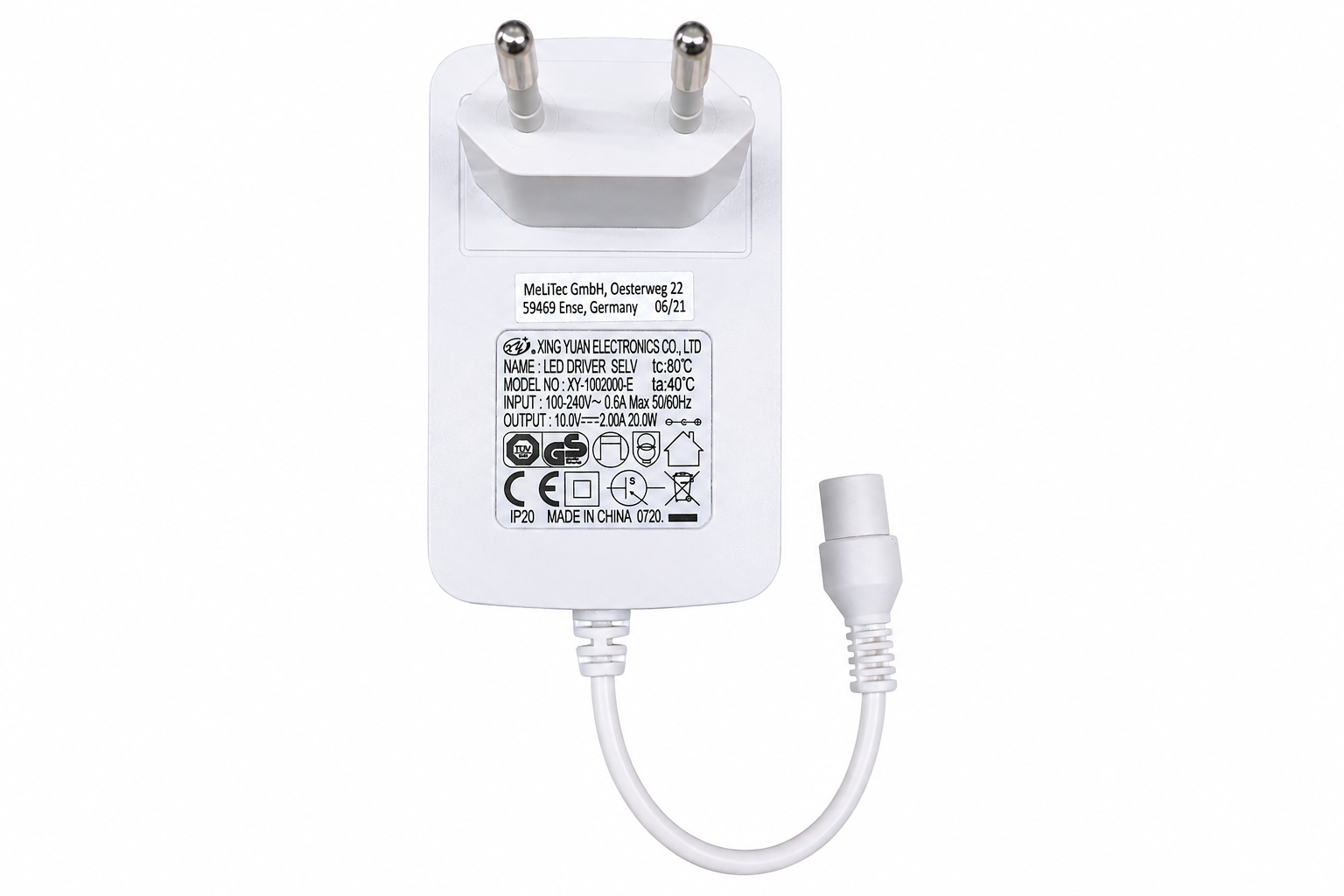 LED Trafo Netzteil 10V 2A 20W XY-1002000-E für MeLiTec Tischleuchte mit Qi Ladefunktion LED Trafo Netzteil 10V 2A 20W XY-1002000-E für MeLiTec Tischleuchte mit Qi Ladefunktion