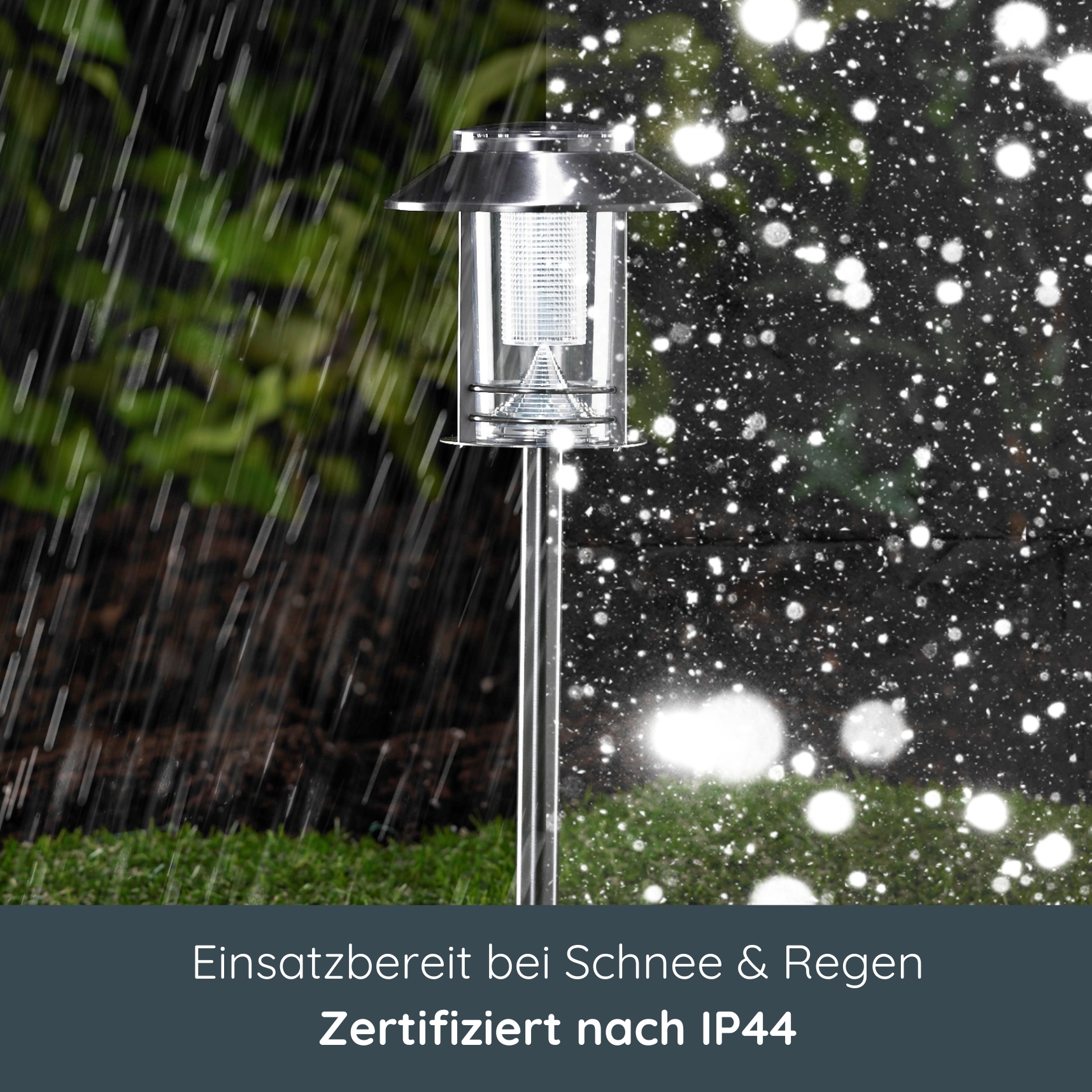 MeLiTec Solar-Gartenlampe, Outdoor-Solarleuchte SO26 Außenlampe, Gartenlaterne, Standleuchte, IP44, Edelstahl, Beleuchtung, Wasser,