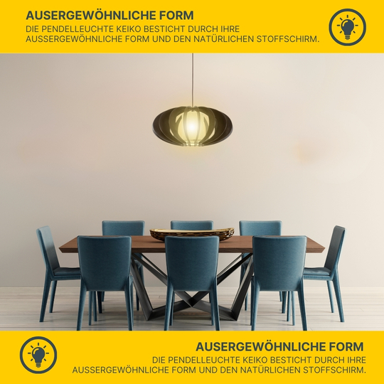 Keiko Pendelleuchte 1xE27 60W Wenge/Stoff in Beige Keiko Pendelleuchte 1xE27 60W Wenge/Stoff in Beige