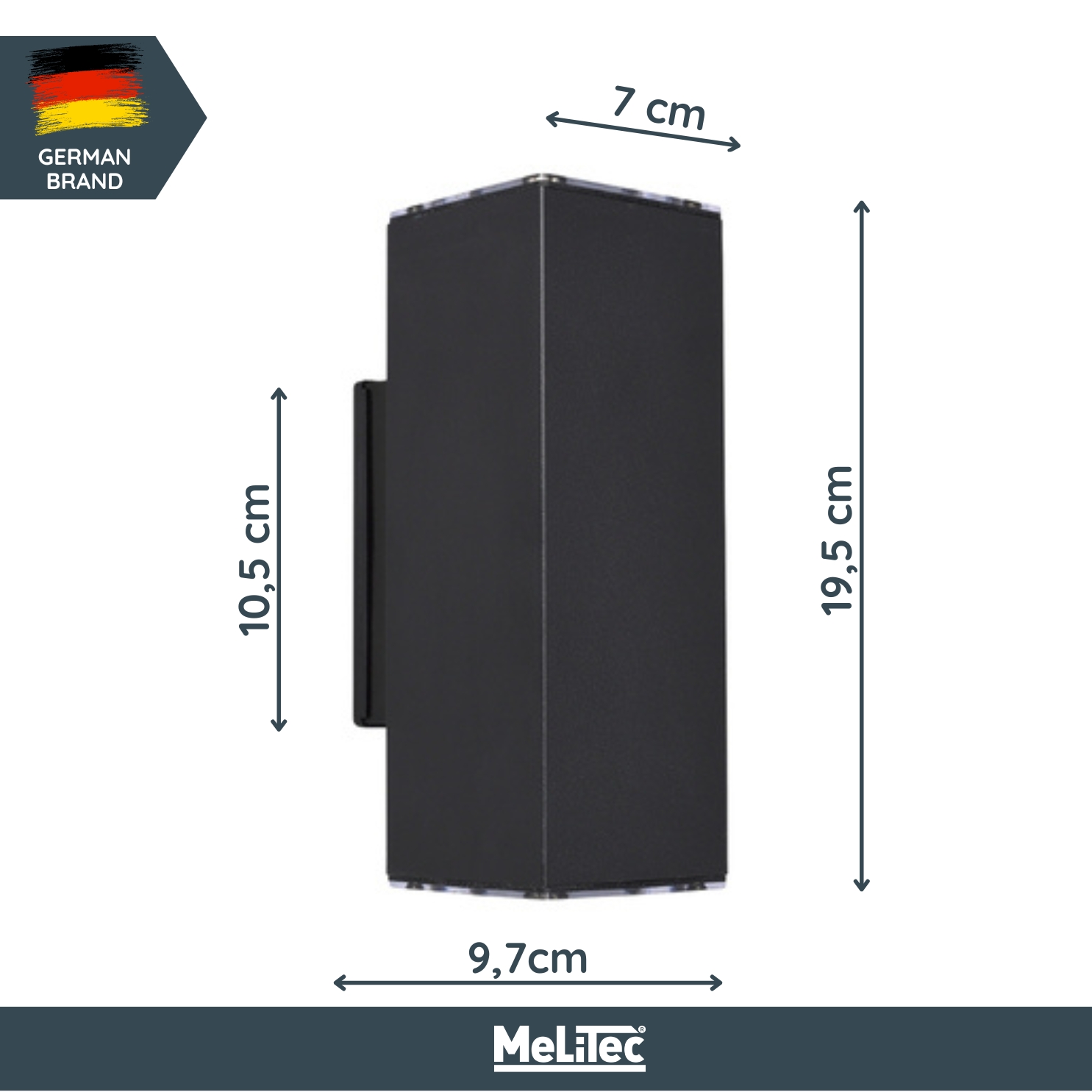 MeLiTec LED-Wandleuchte, Up and Down-Leuchte für außen und innen, aus Edelstahl, eckig, schwarz matt, IP44, Wandlampe, 146-1 Adapter, Elektronik, Computer-Ausrüstung, Computerausrüstung,